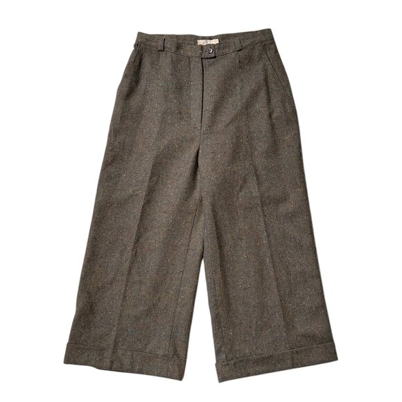 70s Vintage Brown Wool Capri Pants Crop Highwaisted Trousers Culottes Sears. - Picture 1 of 8